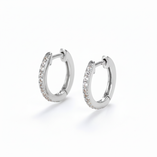 Silver Crystal Hoop Earrings