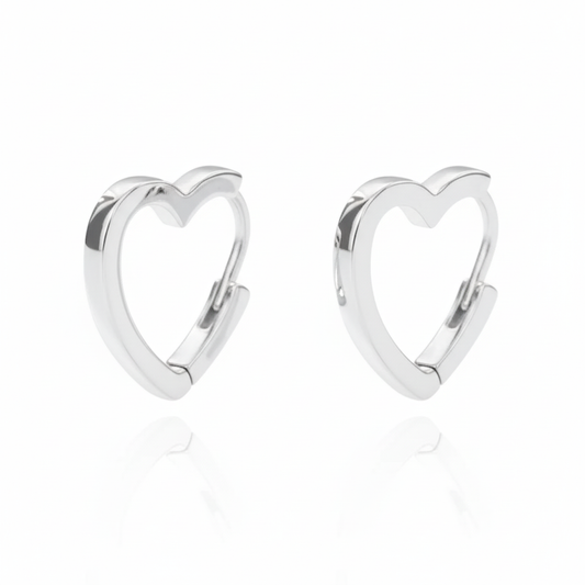 Silver Heart Hoop Earrings